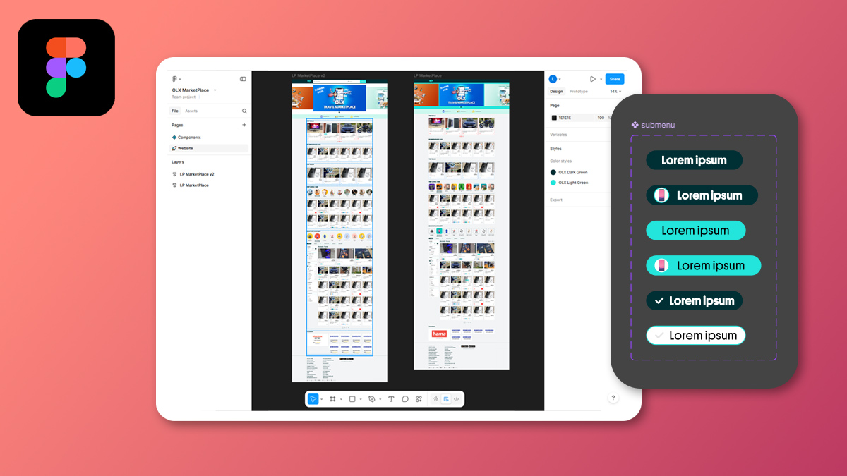 Marketplace layout UI iterations - Figma design